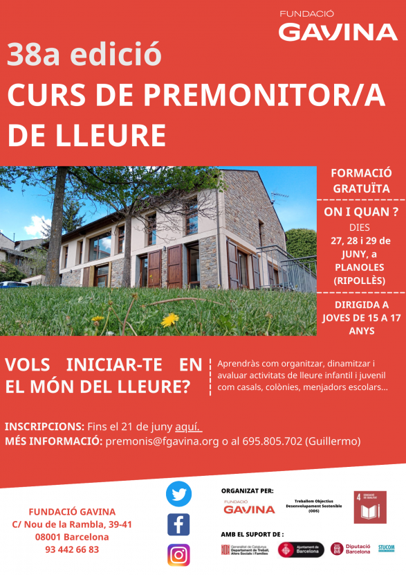 38a edici贸 Curs Premonitor/a de Lleure